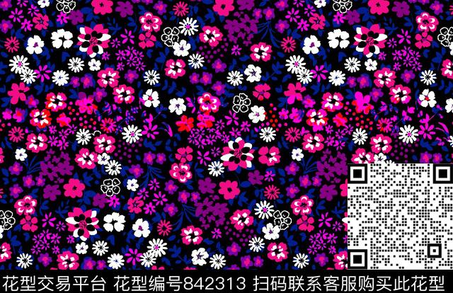 小碎花乱花花朵传统印花华亿平台下载（图片编号: 842313） - 瓦栏（Walan）