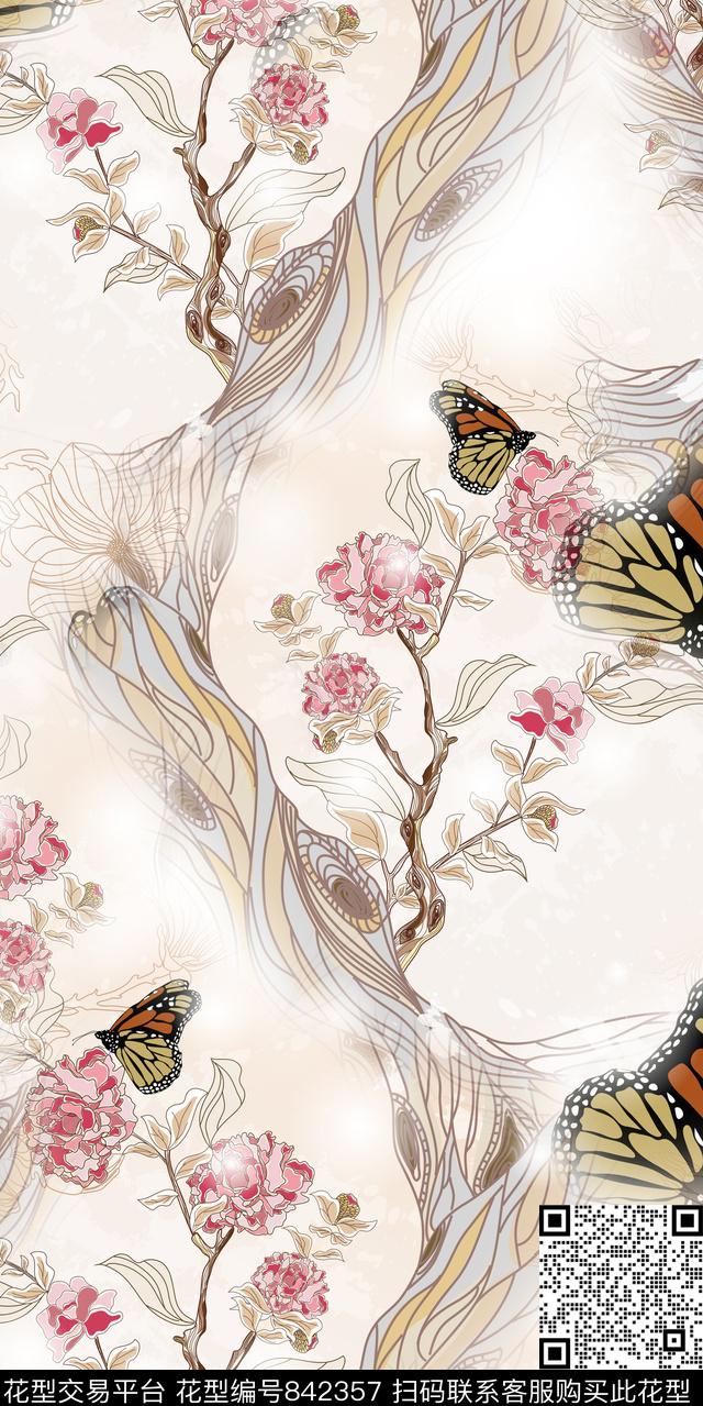 天堂鸟花山水画花卉数码印花华亿平台下载（图片编号: 842357） - 瓦栏（Walan）