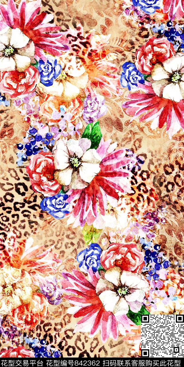 百合牡丹数码花卉数码印花华亿平台下载（图片编号: 842362） - 瓦栏（Walan）
