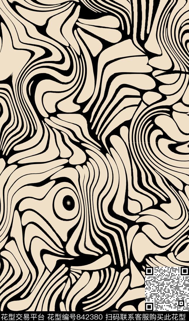 几何变型单色传统印花华亿平台下载（图片编号: 842380） - 瓦栏（Walan）