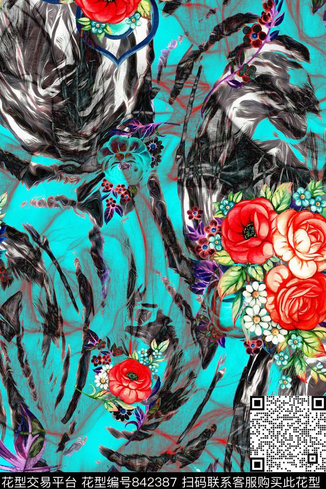 花卉玫瑰小碎花数码印花华亿平台下载（图片编号: 842387） - 瓦栏（Walan）