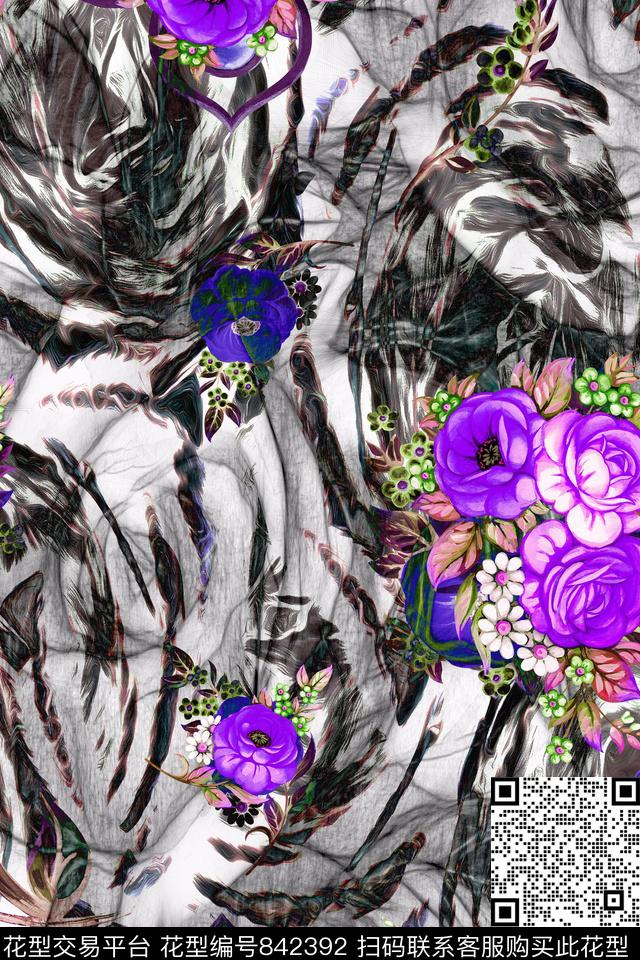 花卉玫瑰小碎花数码印花华亿平台下载（图片编号: 842392） - 瓦栏（Walan）
