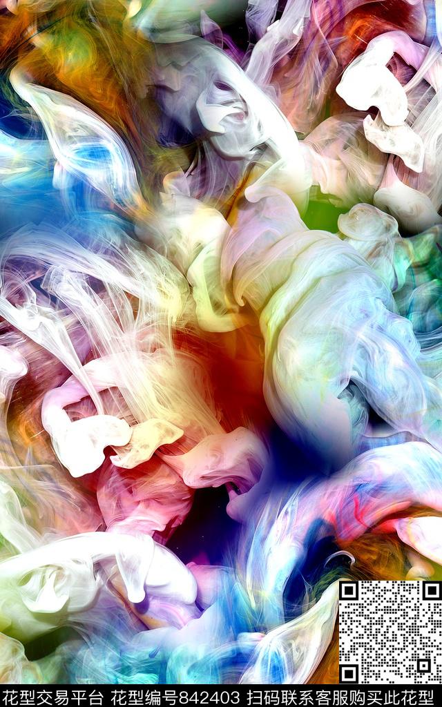 抽象几何炫彩数码印花华亿平台下载（图片编号: 842403） - 瓦栏（Walan）