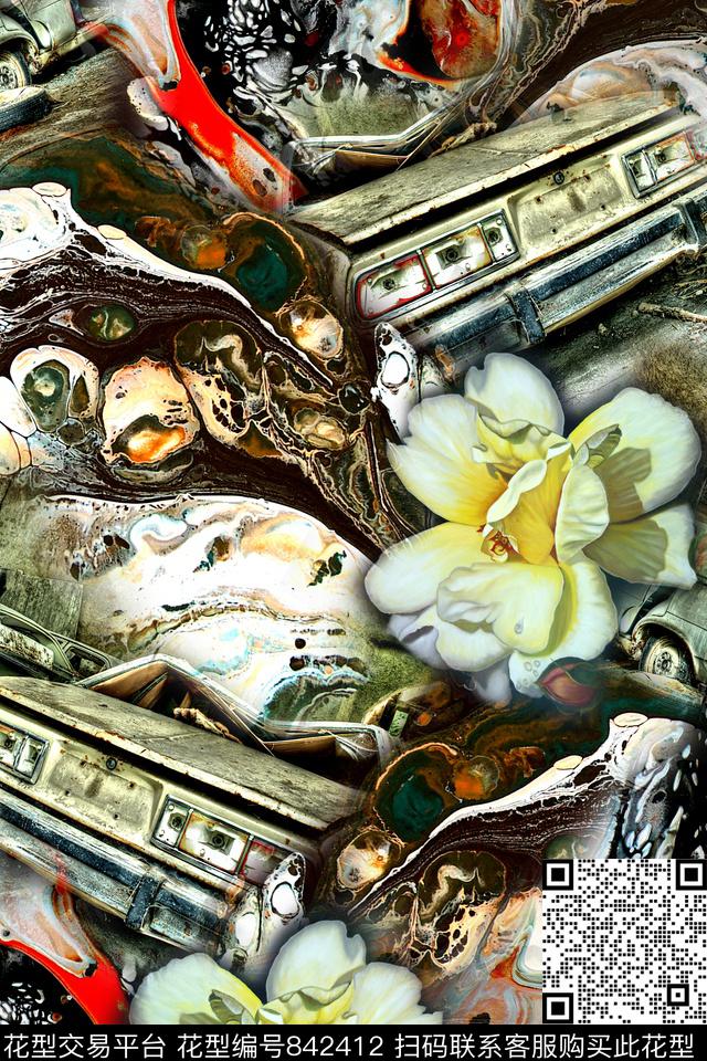 抽象几何条纹数码印花华亿平台下载（图片编号: 842412） - 瓦栏（Walan）