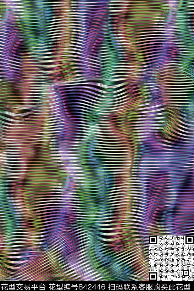 抽象肌理条纹数码印花华亿平台下载（图片编号: 842446） - 瓦栏（Walan）