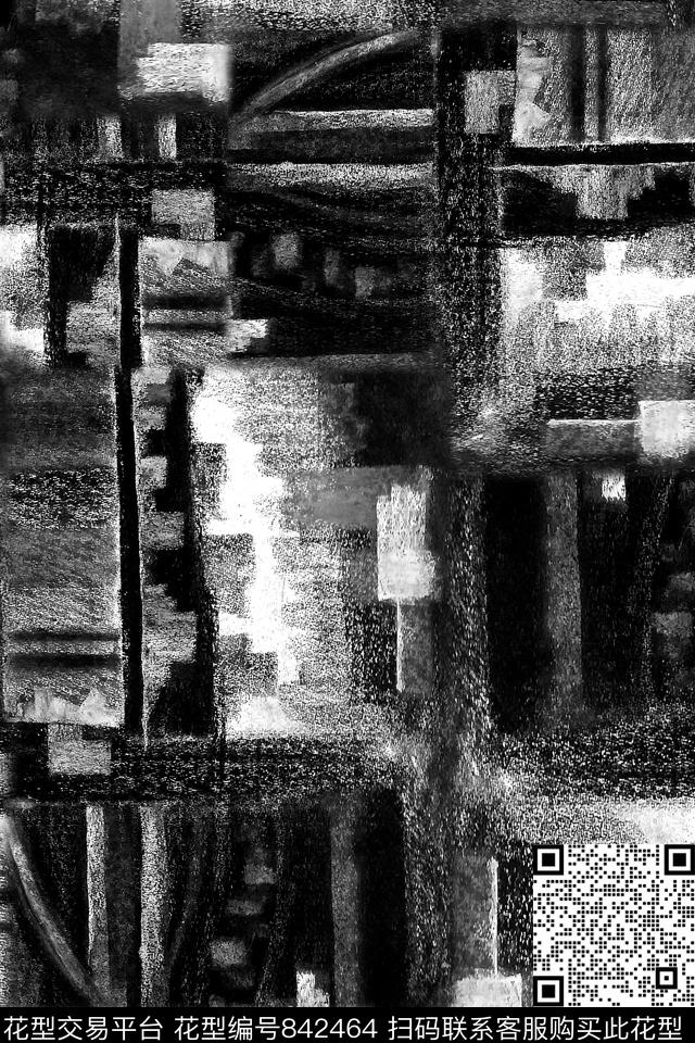 抽象笔触肌理数码印花华亿平台下载（图片编号: 842464） - 瓦栏（Walan）