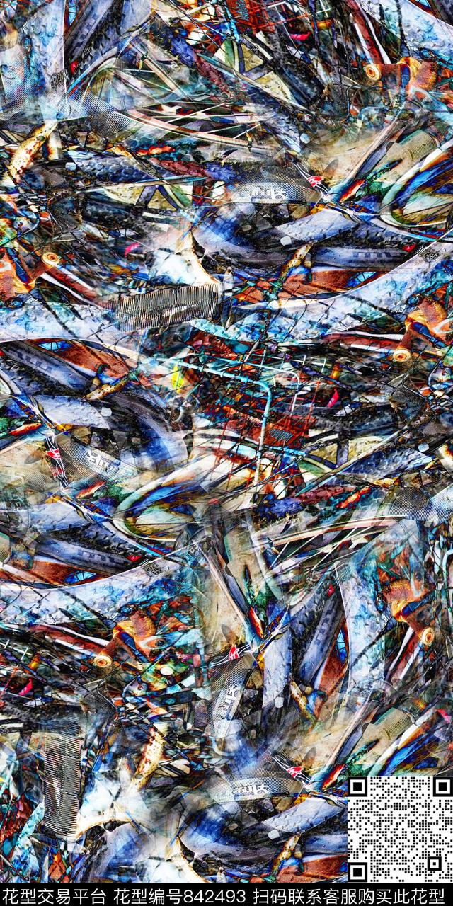 抽象乱花满版花数码印花华亿平台下载（图片编号: 842493） - 瓦栏（Walan）