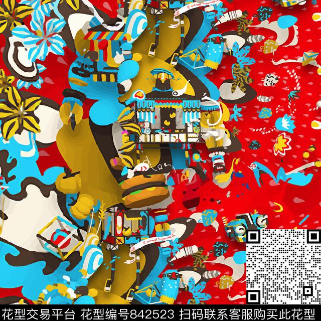 纹理趣味创意传统印花华亿平台下载（图片编号: 842523） - 瓦栏（Walan）