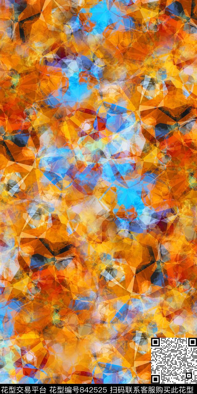 抽象乱花满版花数码印花华亿平台下载（图片编号: 842525） - 瓦栏（Walan）