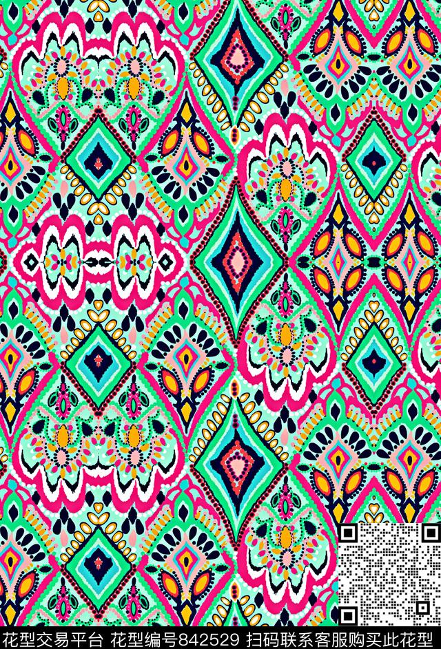 圆形三角形几何传统印花华亿平台下载（图片编号: 842529） - 瓦栏（Walan）