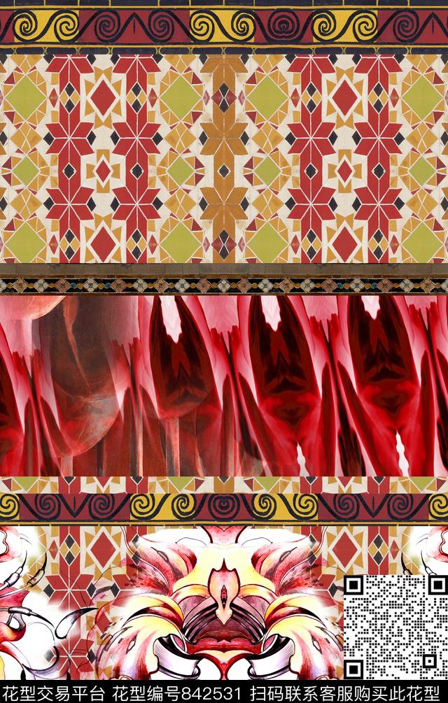 波西米亚欧式民族风数码印花华亿平台下载（图片编号: 842531） - 瓦栏（Walan）