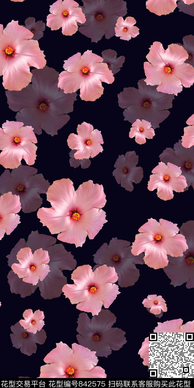 数码印花花卉手绘数码印花华亿平台下载（图片编号: 842575） - 瓦栏（Walan）