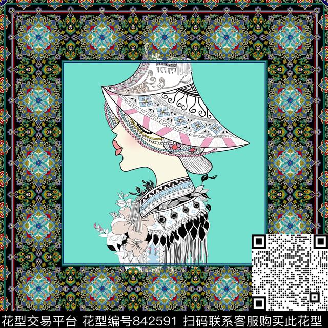 民族风少女人物数码印花华亿平台下载（图片编号: 842591） - 瓦栏（Walan）