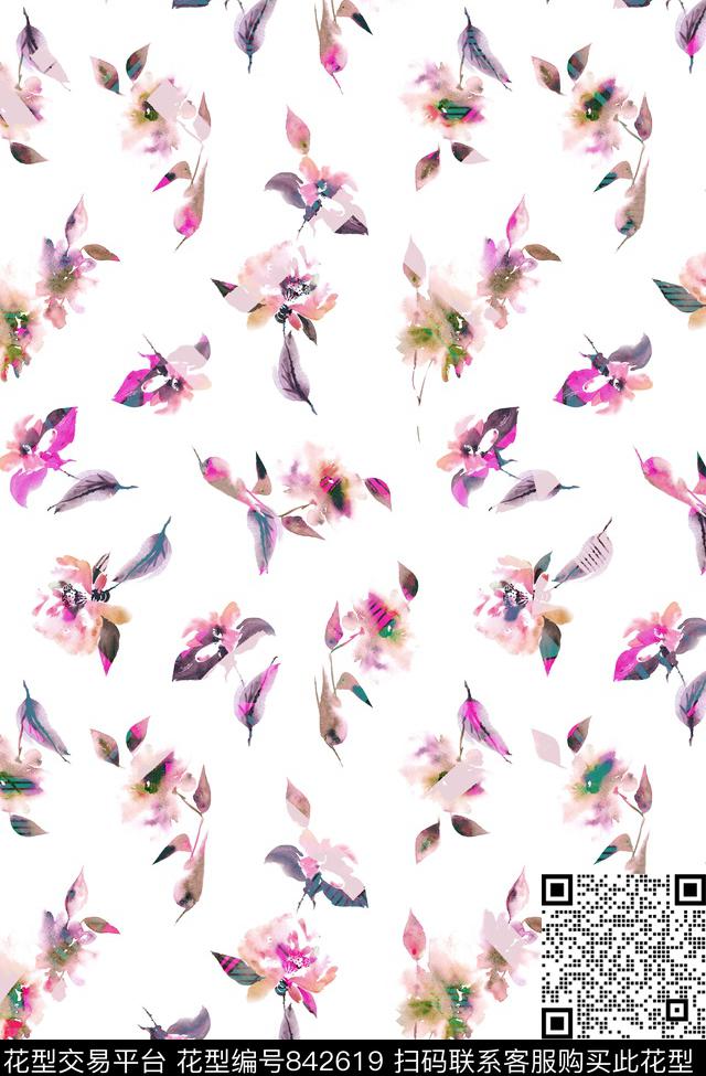 小碎花花朵花卉数码印花华亿平台下载（图片编号: 842619） - 瓦栏（Walan）