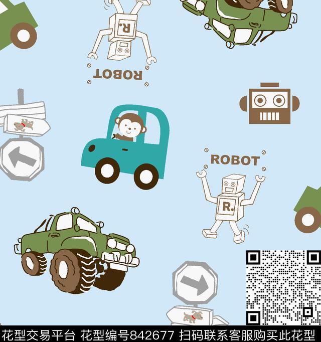 卡通车汽车传统印花华亿平台下载（图片编号: 842677） - 瓦栏（Walan）