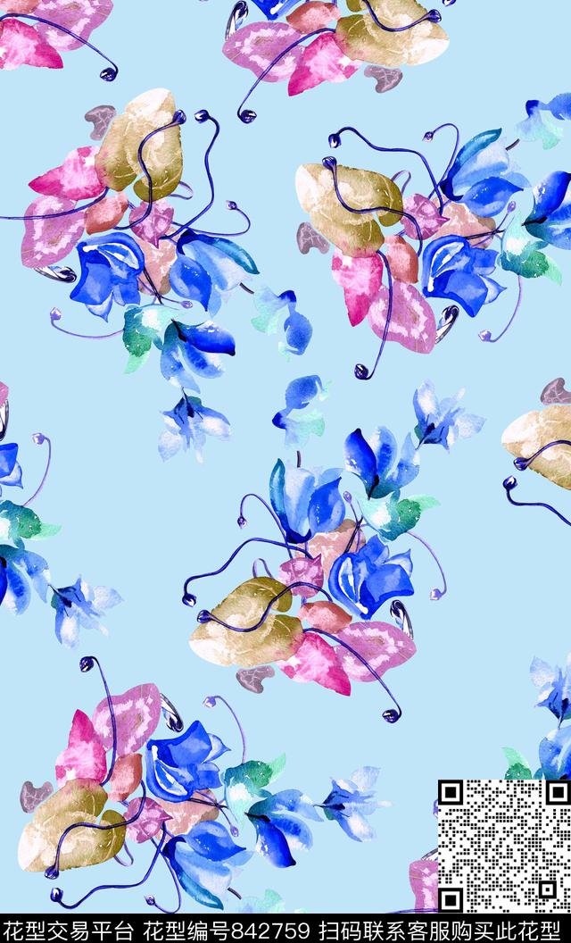 花朵兰花花瓣数码印花华亿平台下载（图片编号: 842759） - 瓦栏（Walan）