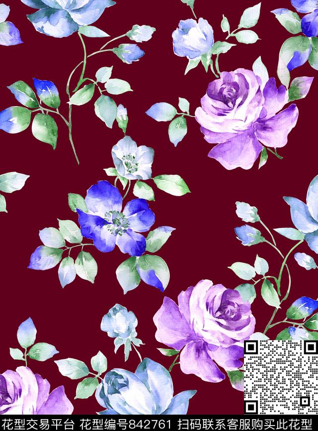 花瓣小碎花荷花数码印花华亿平台下载（图片编号: 842761） - 瓦栏（Walan）