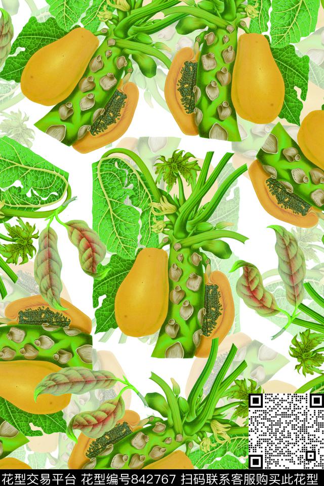 花果印花手绘华亿平台古典数码印花华亿平台下载（图片编号: 842767） - 瓦栏（Walan）