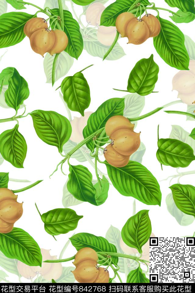 花果印花手绘华亿平台古典数码印花华亿平台下载（图片编号: 842768） - 瓦栏（Walan）