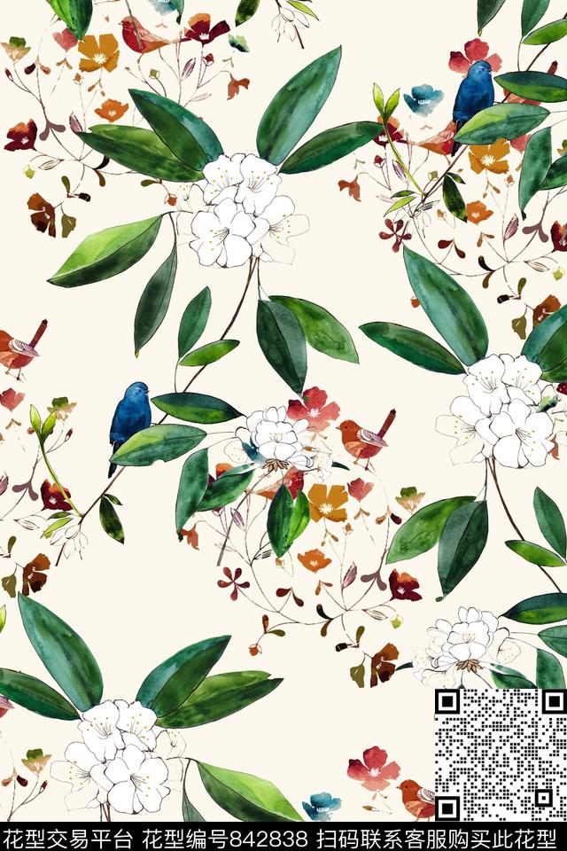 花卉女装植物纹数码印花华亿平台下载（图片编号: 842838） - 瓦栏（Walan）