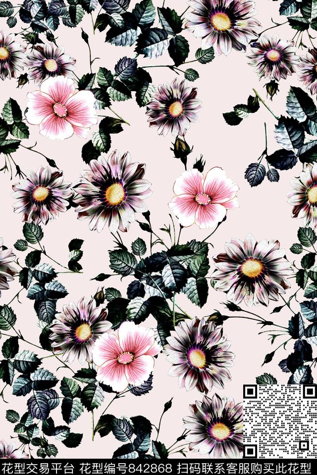 花朵花卉流行时尚数码印花华亿平台下载（图片编号: 842868） - 瓦栏（Walan）