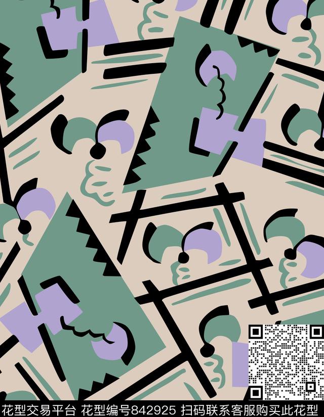 色块不规则几何三角形传统印花华亿平台下载（图片编号: 842925） - 瓦栏（Walan）