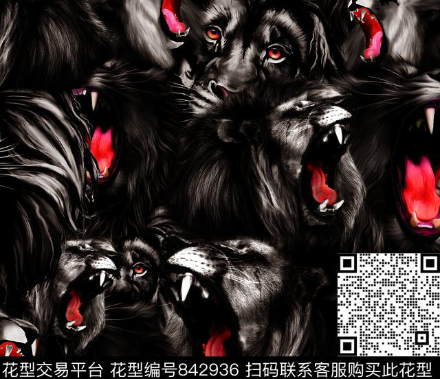 时尚前卫虎头创意男装数码印花华亿平台下载（图片编号: 842936） - 瓦栏（Walan）