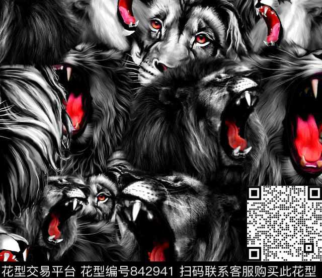 时尚前卫虎头创意男装数码印花华亿平台下载（图片编号: 842941） - 瓦栏（Walan）