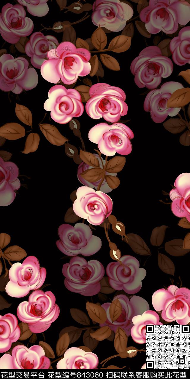 乱花花朵花卉数码印花华亿平台下载（图片编号: 843060） - 瓦栏（Walan）
