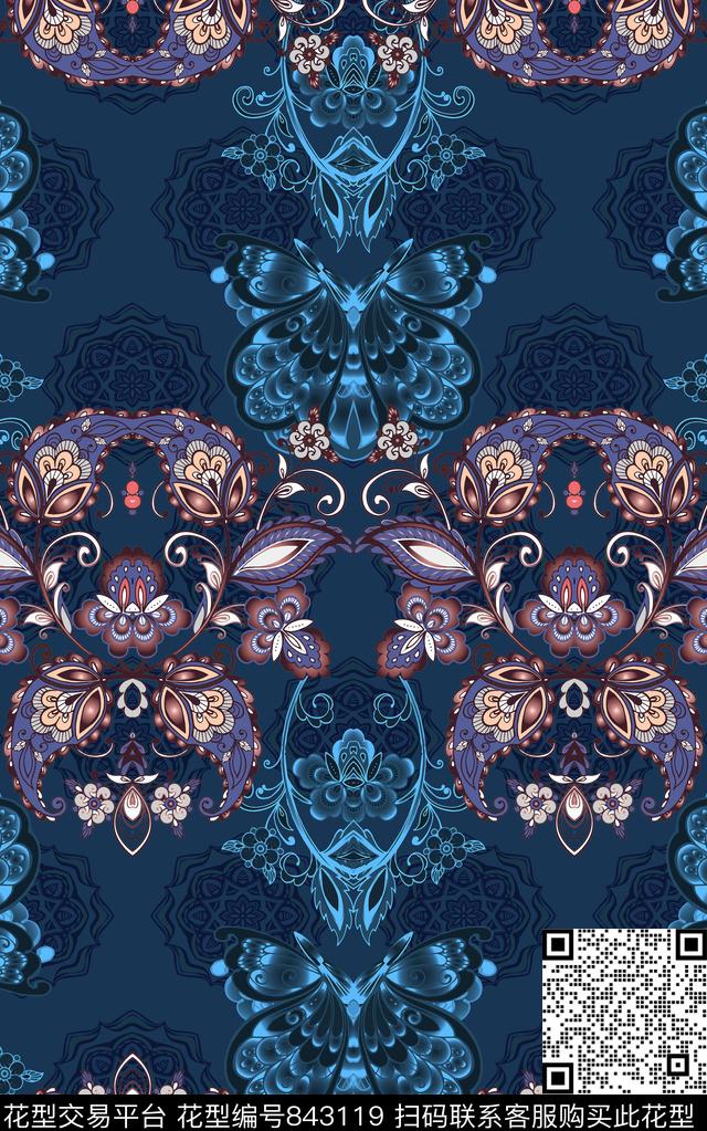 欧式波西米亚民族风数码印花华亿平台下载（图片编号: 843119） - 瓦栏（Walan）