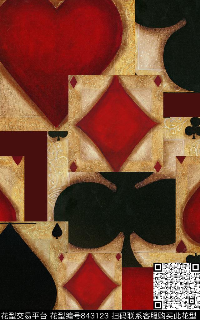 扑克黑桃方块数码印花华亿平台下载（图片编号: 843123） - 瓦栏（Walan）