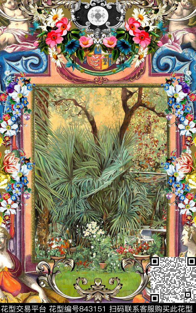 休闲风景花卉数码印花华亿平台下载（图片编号: 843151） - 瓦栏（Walan）