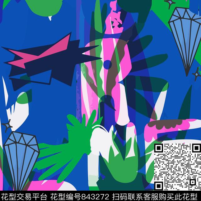 趣味线条可爱传统印花华亿平台下载（图片编号: 843272） - 瓦栏（Walan）