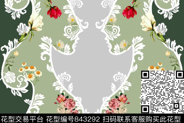 民族风花朵花卉传统印花华亿平台下载（图片编号: 843292） - 瓦栏（Walan）