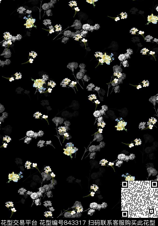 小碎花花卉女装数码印花华亿平台下载（图片编号: 843317） - 瓦栏（Walan）