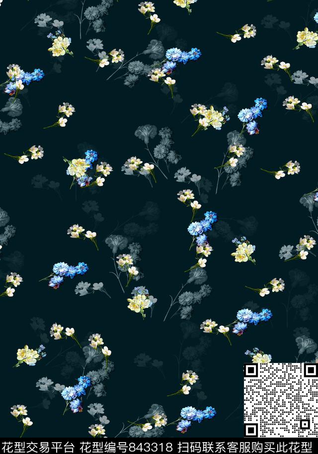 小碎花花卉女装数码印花华亿平台下载（图片编号: 843318） - 瓦栏（Walan）
