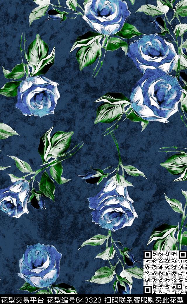 水彩花卉沙点肌理传统印花华亿平台下载（图片编号: 843323） - 瓦栏（Walan）