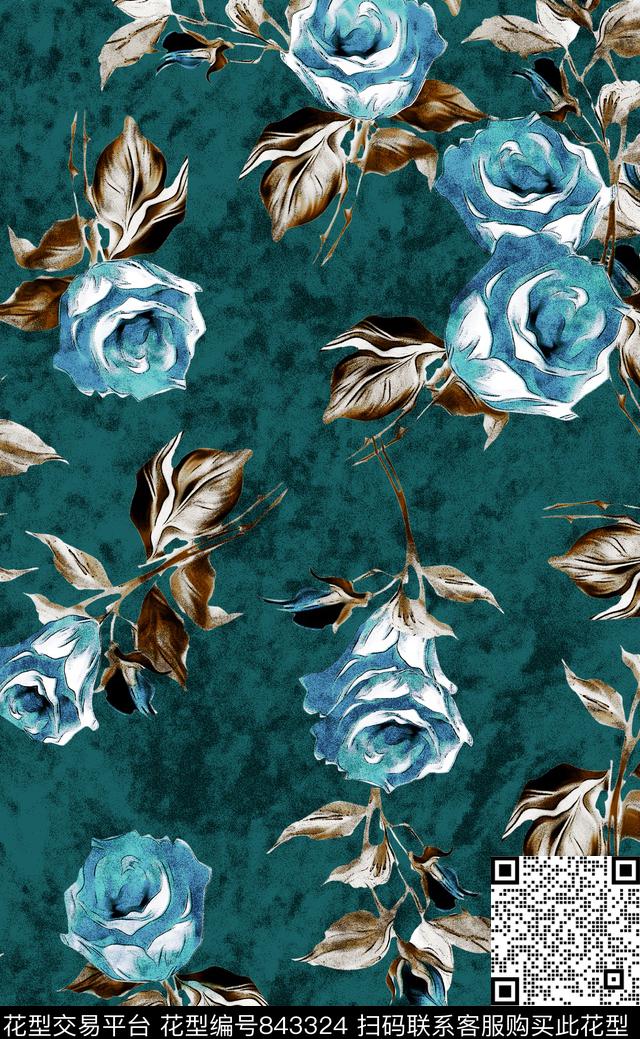 水彩花卉沙点肌理传统印花华亿平台下载（图片编号: 843324） - 瓦栏（Walan）