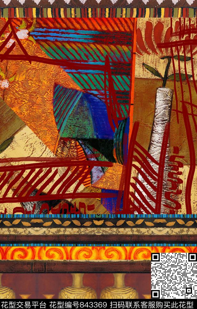 波西米亚欧式民族风数码印花华亿平台下载（图片编号: 843369） - 瓦栏（Walan）