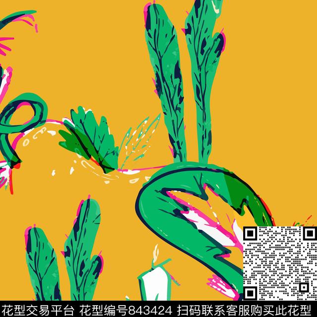 日韩风趣味花卉传统印花华亿平台下载（图片编号: 843424） - 瓦栏（Walan）