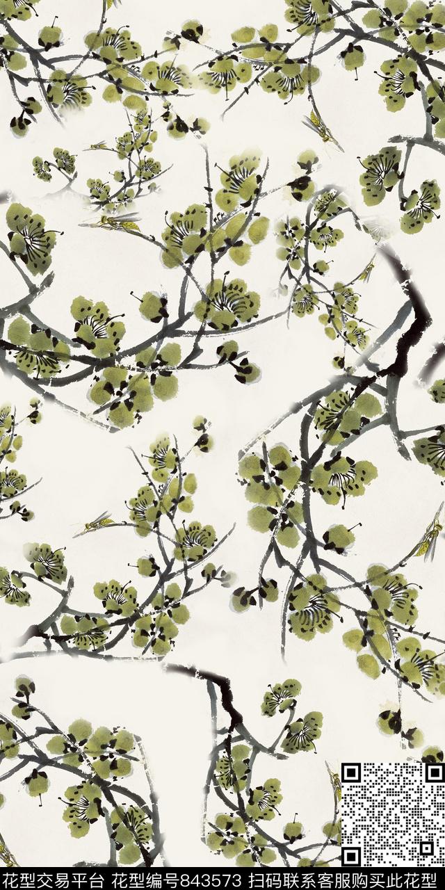 水墨数码中国风数码印花华亿平台下载（图片编号: 843573） - 瓦栏（Walan）