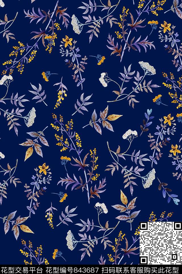 小碎花花卉花朵数码印花华亿平台下载（图片编号: 843687） - 瓦栏（Walan）