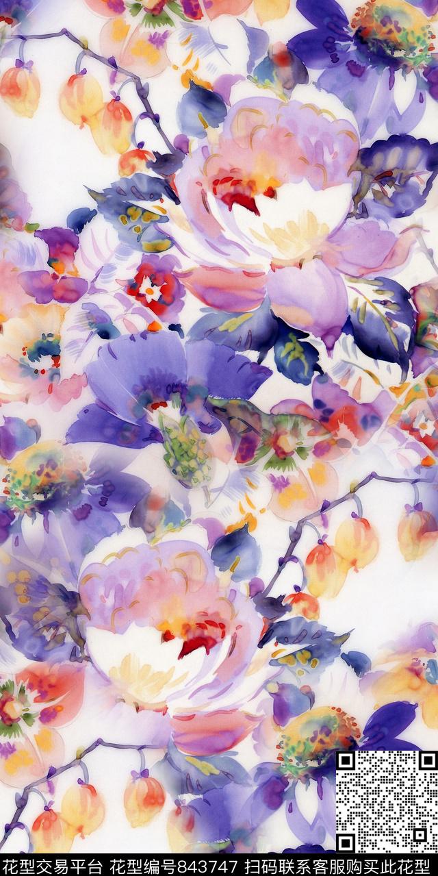 花瓣花朵花卉数码印花华亿平台下载（图片编号: 843747） - 瓦栏（Walan）