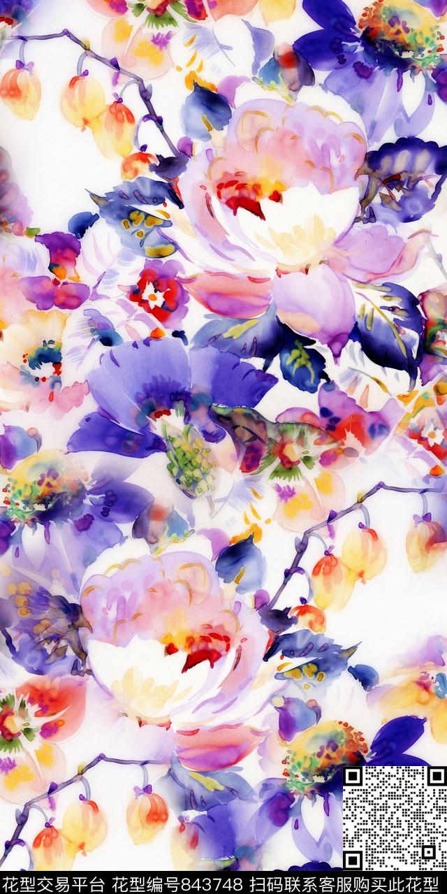 花瓣花朵花卉数码印花华亿平台下载（图片编号: 843748） - 瓦栏（Walan）