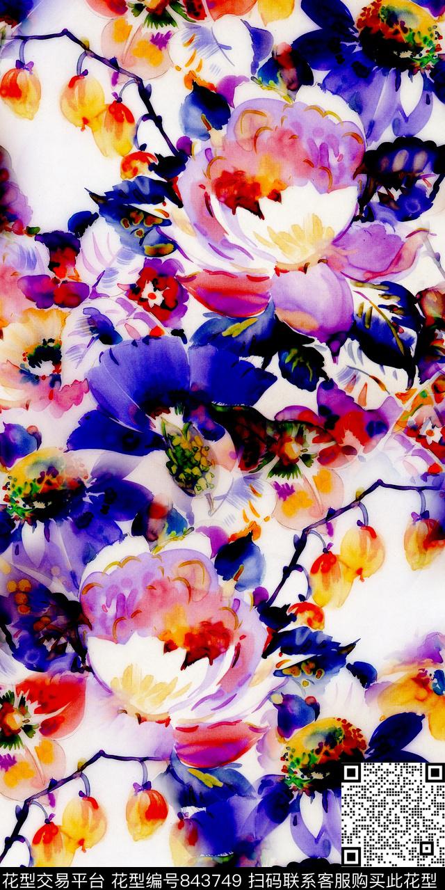 花瓣花朵花卉数码印花华亿平台下载（图片编号: 843749） - 瓦栏（Walan）
