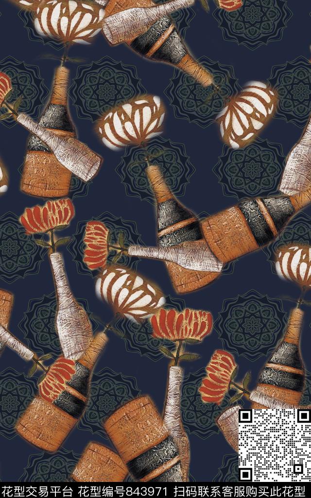 美式波西米亚民族风数码印花华亿平台下载（图片编号: 843971） - 瓦栏（Walan）