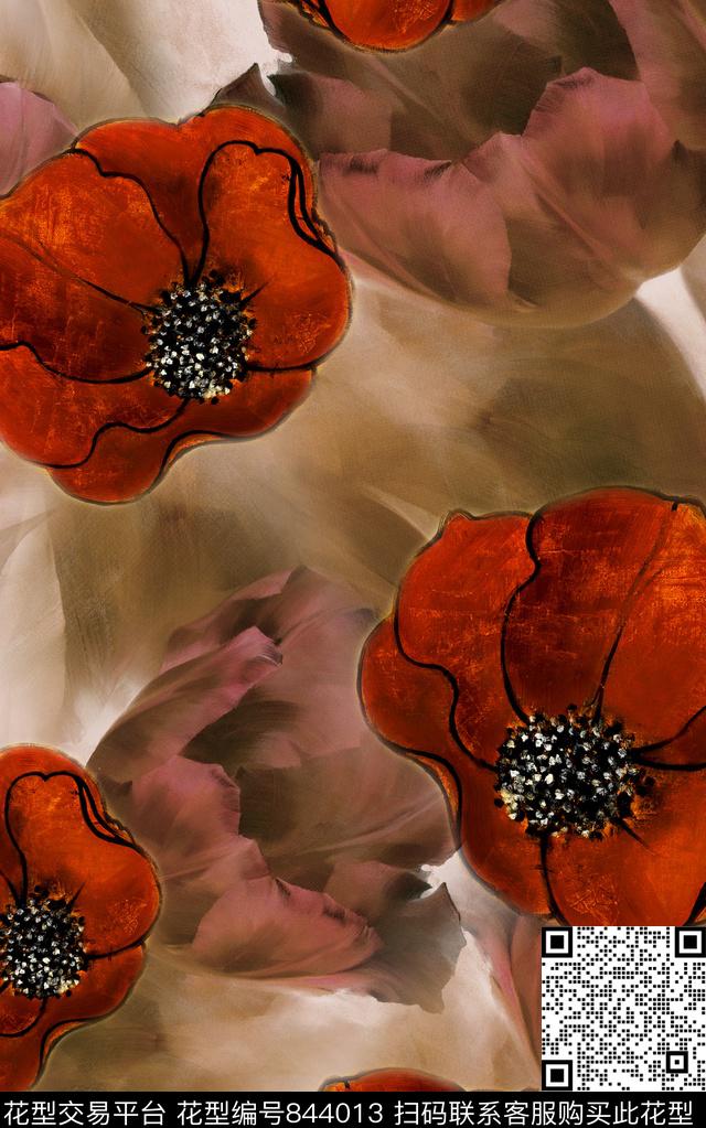 民族风花朵花卉数码印花华亿平台下载（图片编号: 844013） - 瓦栏（Walan）
