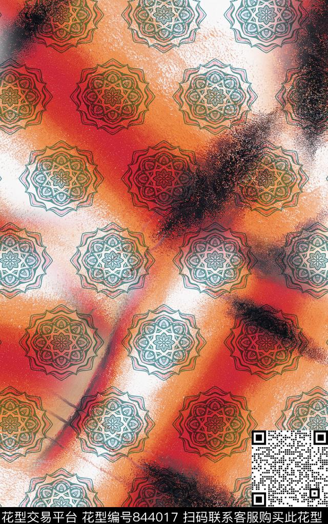 波西米亚欧式民族风数码印花华亿平台下载（图片编号: 844017） - 瓦栏（Walan）