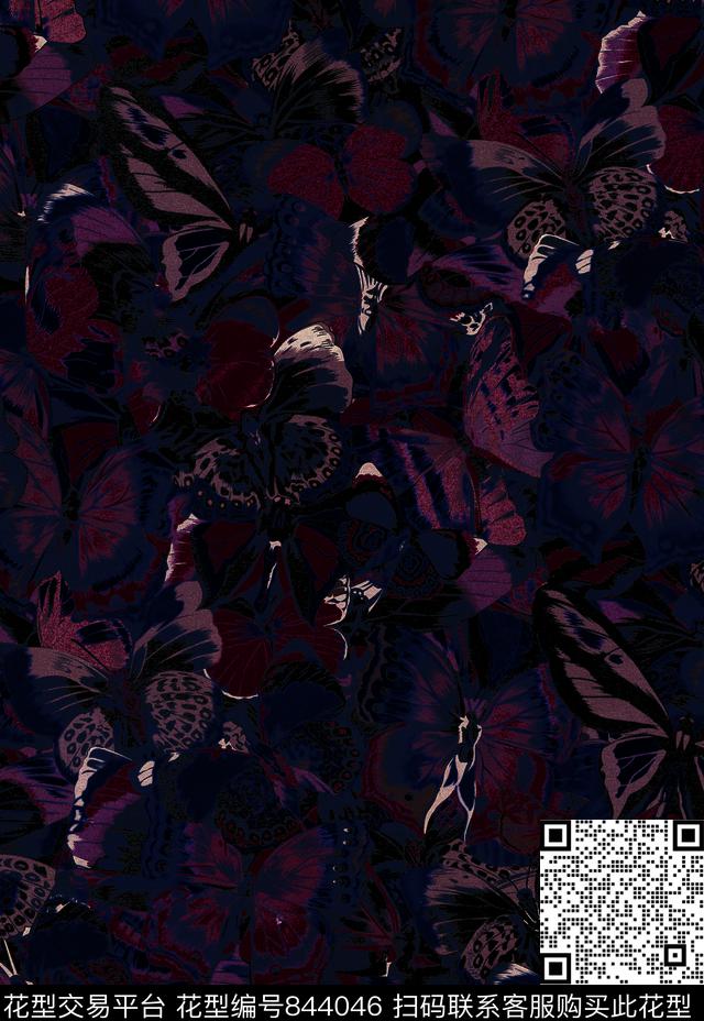 蝴蝶肌理动物数码印花华亿平台下载（图片编号: 844046） - 瓦栏（Walan）