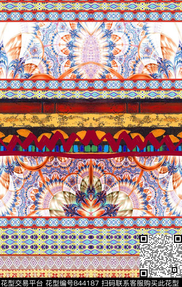 波西米亚欧式民族风数码印花华亿平台下载（图片编号: 844187） - 瓦栏（Walan）